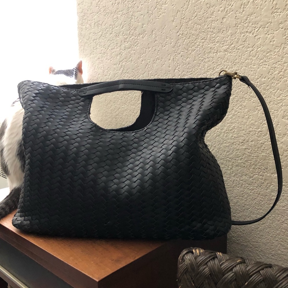 Elegant Black Woven Tote Bag
